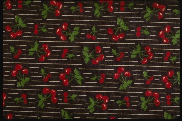 192081 Red And Green Floral On Black Stripes A4 Photo Print