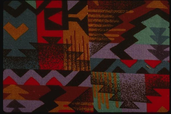 192085 Abstract Red, Green And Purple On Black A4 Photo Print