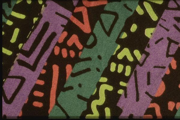 192086 Linear Abstract Purple, Green And Red On Black A4 Photo Print