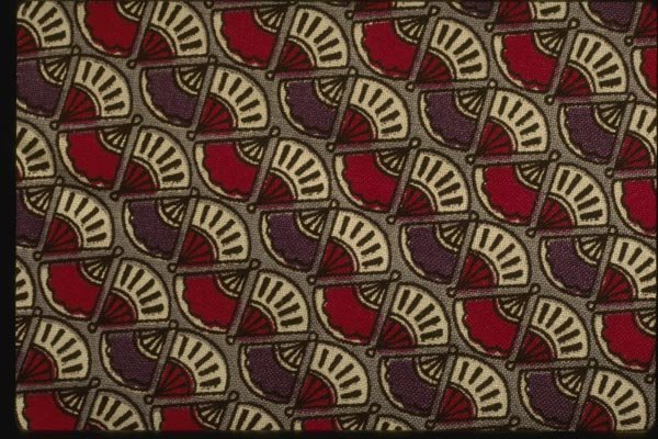 192088 White And Black Fan Pattern On Red A4 Photo Print