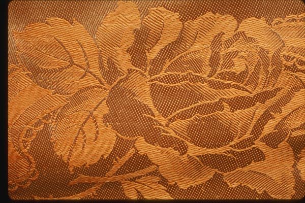 192091 Gold orange Floral Brocade A4 Photo Print