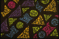 192093 Yellow, Fuchsia And Blue Abstract On Black A4 Photo Print