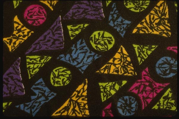192093 Yellow, Fuchsia And Blue Abstract On Black A4 Photo Print