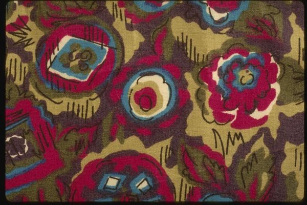 192096 Green, Red, White And Blue Abstract Floral A4 Photo Print