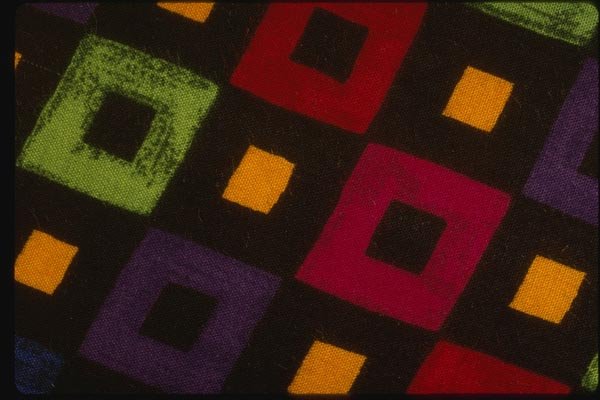 192099 Red, Green And Yellow Diamonds On Black A4 Photo Print