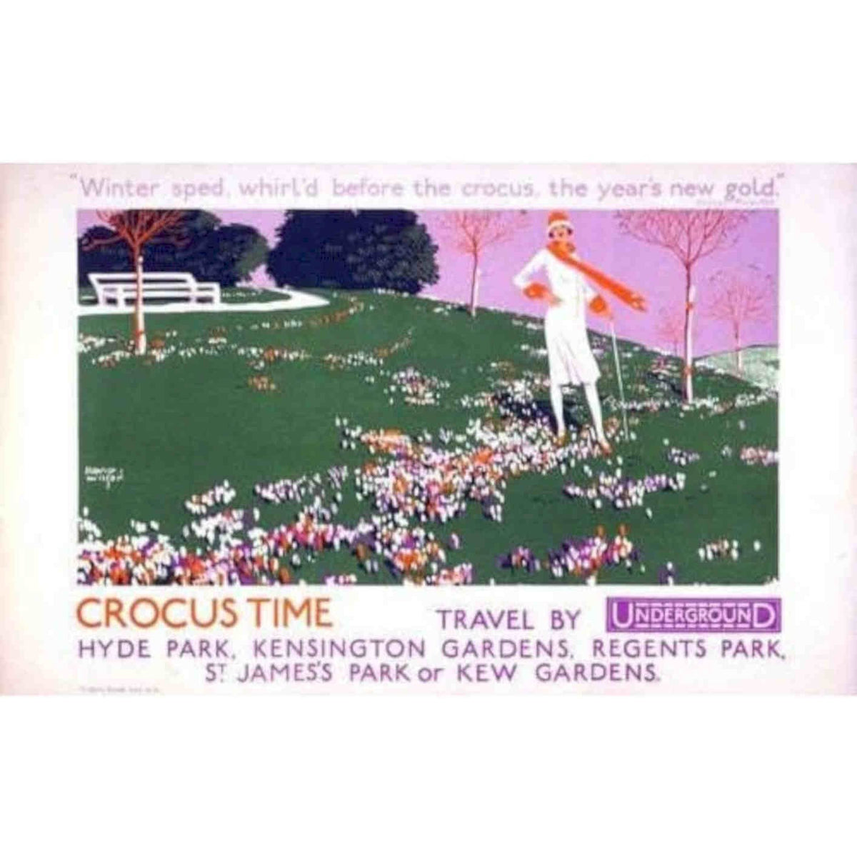 1926 Crocus Time In Londons Parks Tourism Pr Vintage Retro Advert Poster A4 Pho