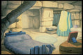193005 Cottage Interior With Bed, Mirror, Wardrobe, Etc. A4 Photo Print