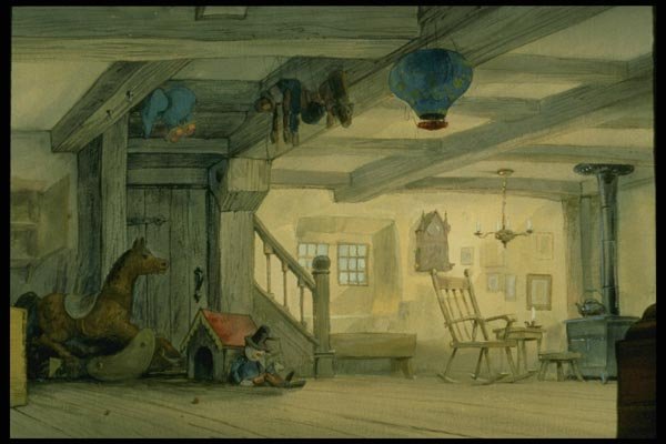 193007 Cottage Interior With Toys A4 Photo Print