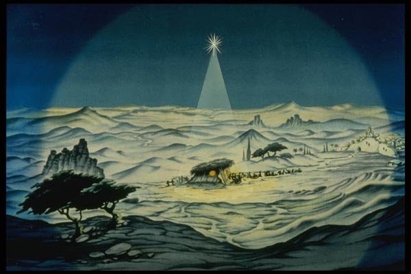 193011 Star Of Bethlehem Over Shepherds And Manger A4 Photo Print