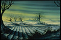 193017 Moonlit Winter Landscape (ploughed Field, Barren Trees) A4 Photo Print