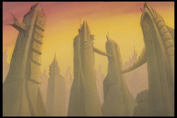 193022 Fantasy City, Pillar Structures A4 Photo Print