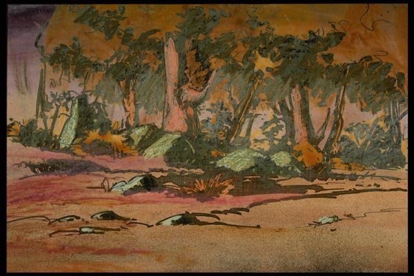 193025 Woodland Scene With Rocks And Boulders A4 Photo Print