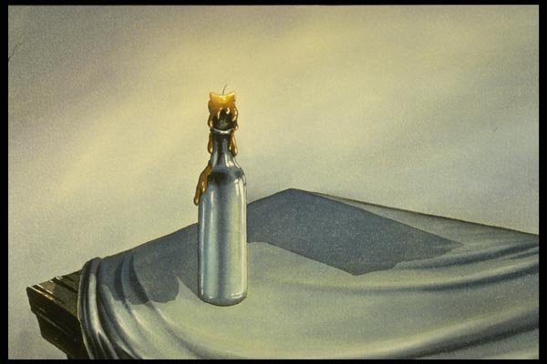193032 Candle In Bottle On Table A4 Photo Print