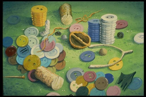 193050 Multi colored Buttons And Wishbone A4 Photo Print