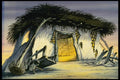 193058 Thatched Stone Hut With Broken Wooden Cart In Foreground A4 Photo Print