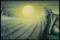 193060 Plowed Field With Large Lemon yellow Setting Sun A4 Photo Print