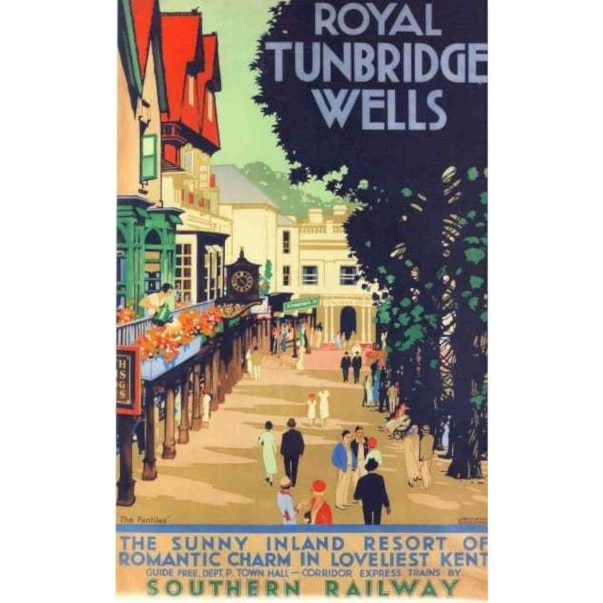 1930s Southern Railway Royal Tunbridge Wells Poste Vintage Retro Advert Poster 