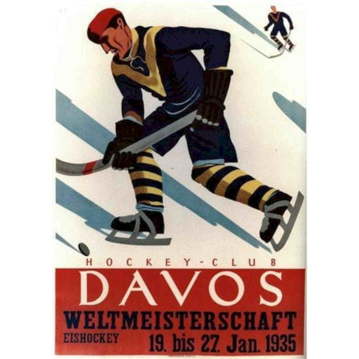 1935 Davos Switzerland Ice Hockey V Vintage Retro Advert Poster A4 Photo Print