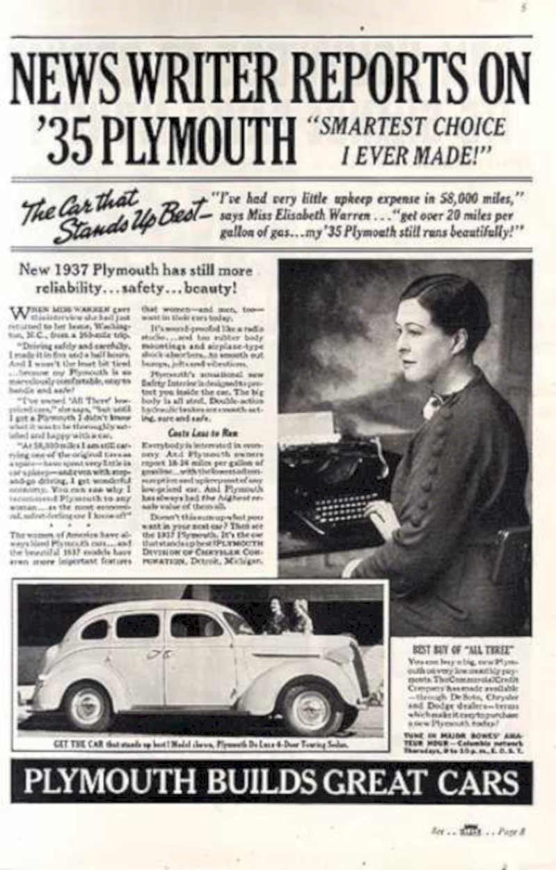 1935 Plymouth Warren Vintage Retro Advert Ads A4 Photo Print