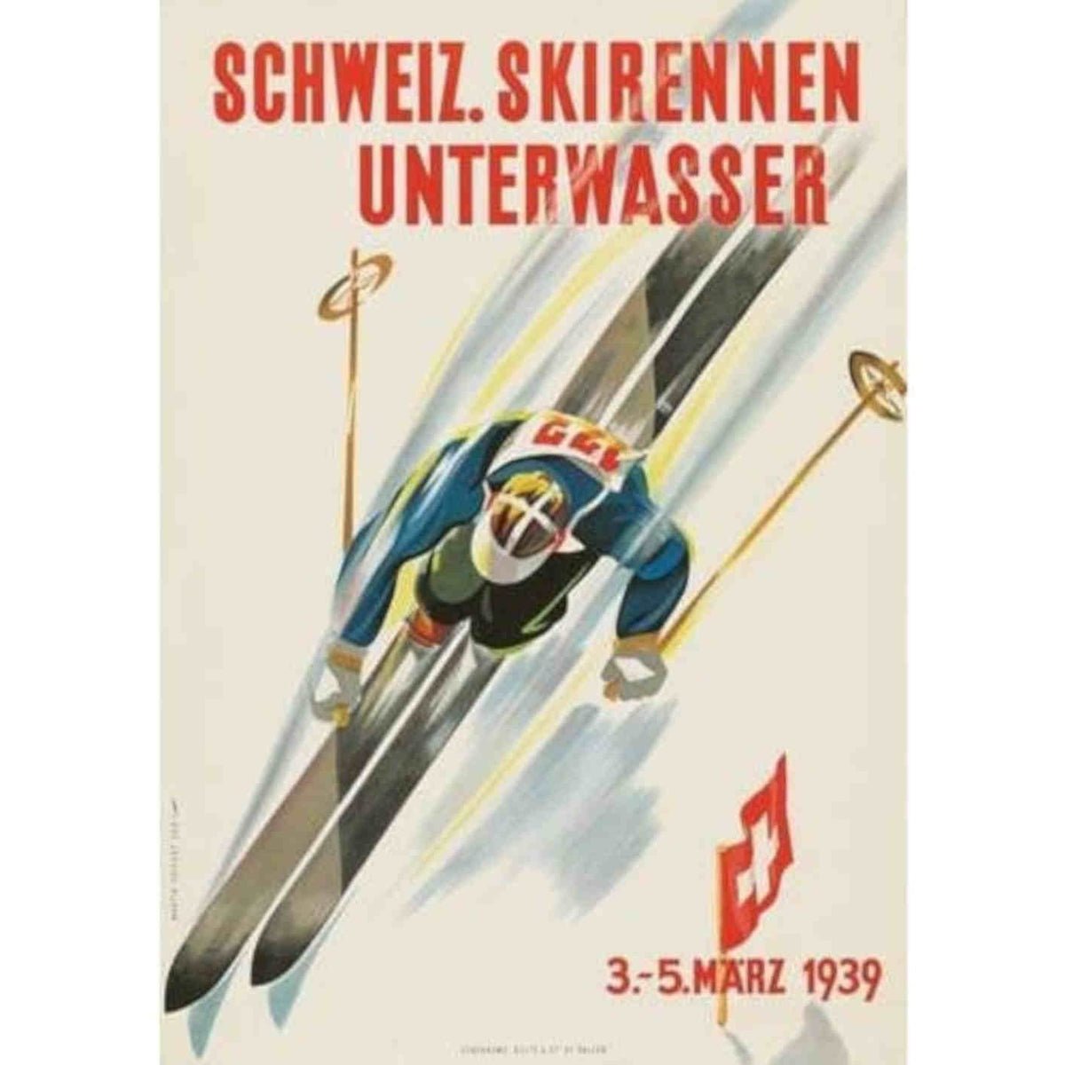 1939 Swiss National Skiing Championships Vintage Retro Advert Poster A4 Photo P
