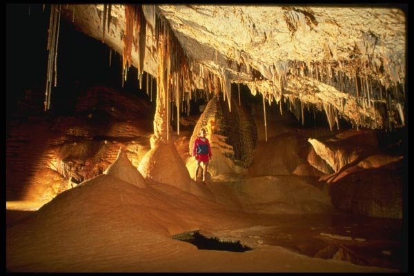 194010 Orange Flowstone And Stalactites, Lechuguilla Cave, NM A4 Photo Print