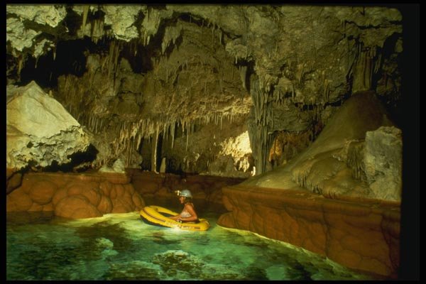 194027 Rafting A Lake In Lechuguilla Cave, New Mexico A4 Photo Print