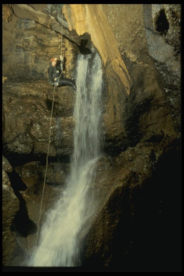 194032 Repelling Next To A Waterfall, Sistema Chichicasapan, Mexico A4 Photo Print