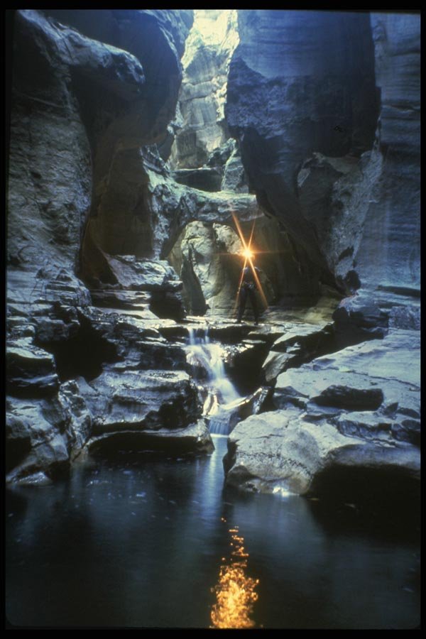194074 Stream Canyon Carrying Water Into A Mexican River Cave A4 Photo Print