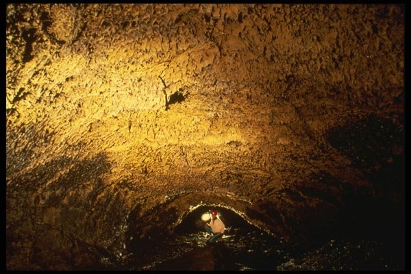 194095 Lava Tube With Golden Ceiling, Lava Beds Nat'l Monument, CA A4 Photo Print