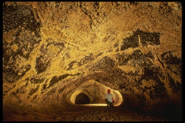 194096 Lava Tube With Golden Ceiling, Lava Beds Nat'l Monument, CA A4 Photo Print
