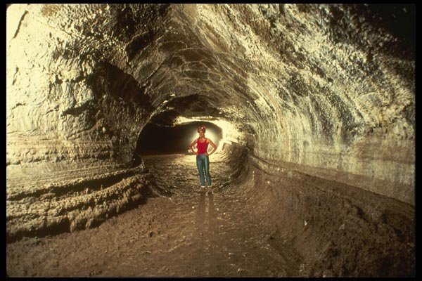194097 Lava Tube Showing Curbs Marking Different Flows, California A4 Photo Print