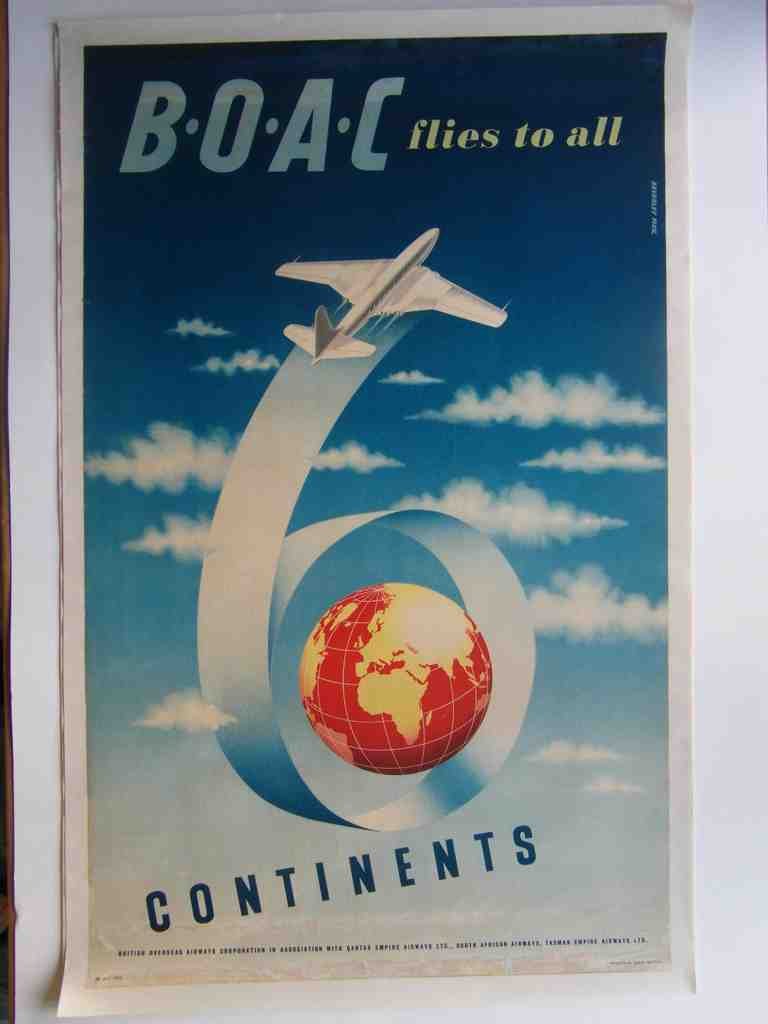 1940S Boac Flies To All Continents Poster Vintage Advert A4 Photo Print