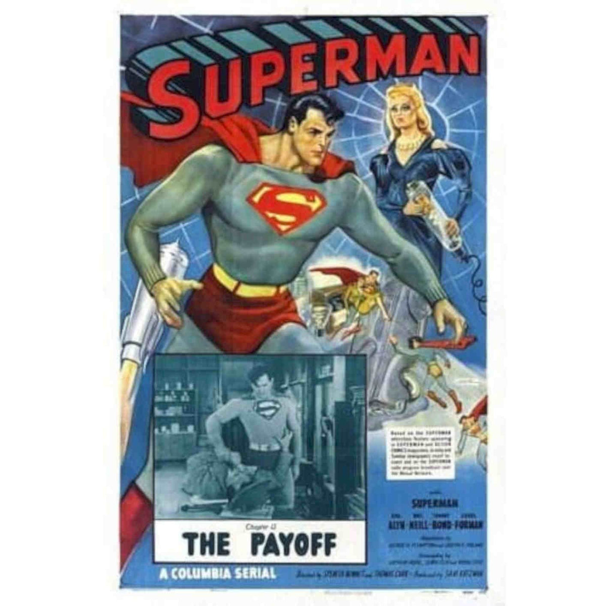 1940s Superman Movie Theatre A Vintage Retro Advert Poster A4 Photo Print