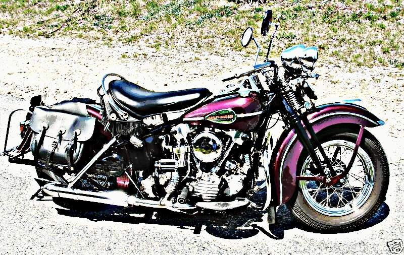 1942 Harlry Knucklehead motorbike A4 Photo Print