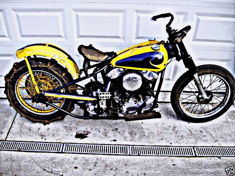 1947 Harley Davidson Knucklehead motorbike A4 Photo Print