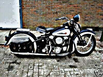 1947 Harley Knucklehead motorbike A4 Photo Print