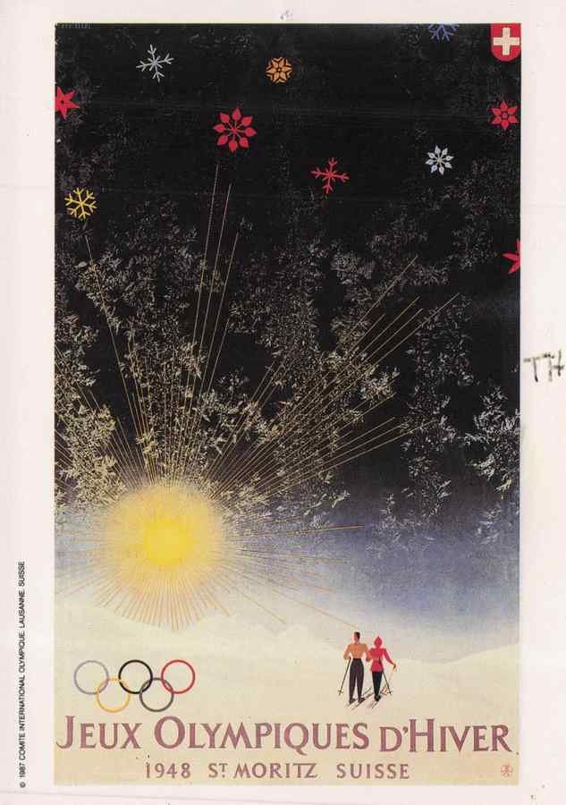 1948 switzerland winter olympic games poster 190704 A4 Photo Print