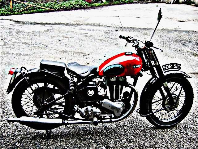 1950 red hunter motorbike A4 Photo Print