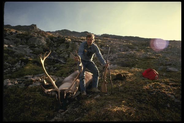 195013 Hunter With Big Osborn Caribou In Northern B.C. A4 Photo Print