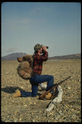 195035 Happy Hunter With Alaskan Brown Bear A4 Photo Print