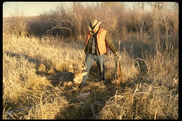 195055 Hunter With Trophy Whitetail A4 Photo Print