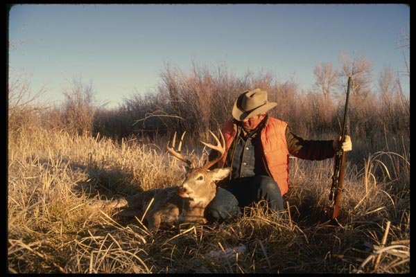 195058 Hunter With Trophy Whitetail A4 Photo Print