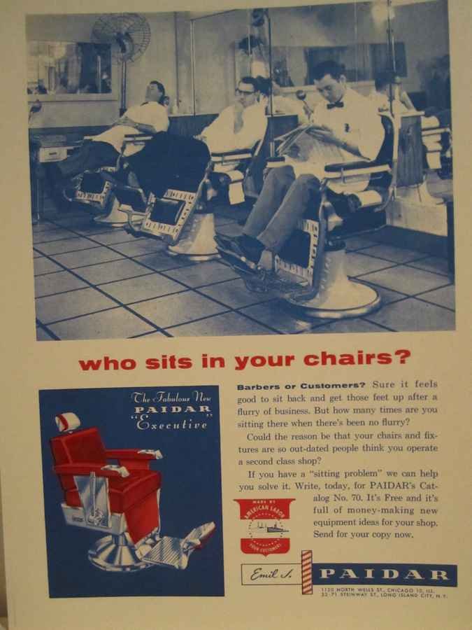 1950s Paidar Barbershop Chairs barber advert A4 Photo Print