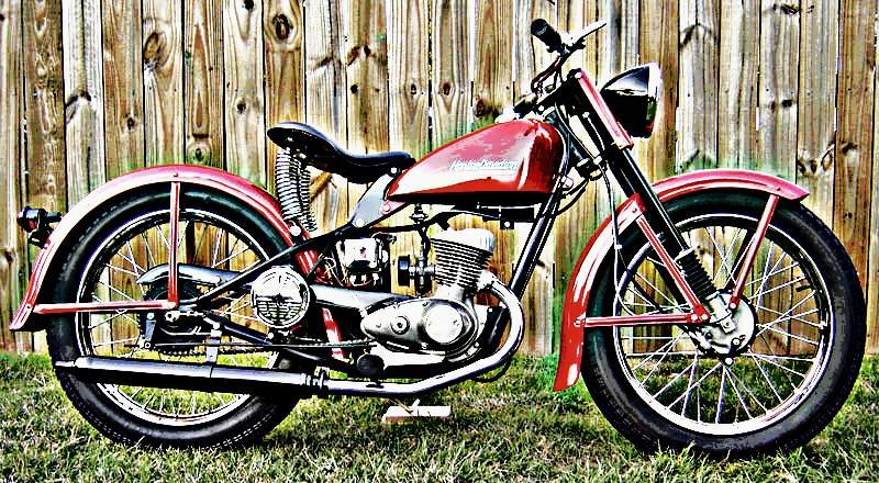1952 Harley 125 motorbike A4 Photo Print