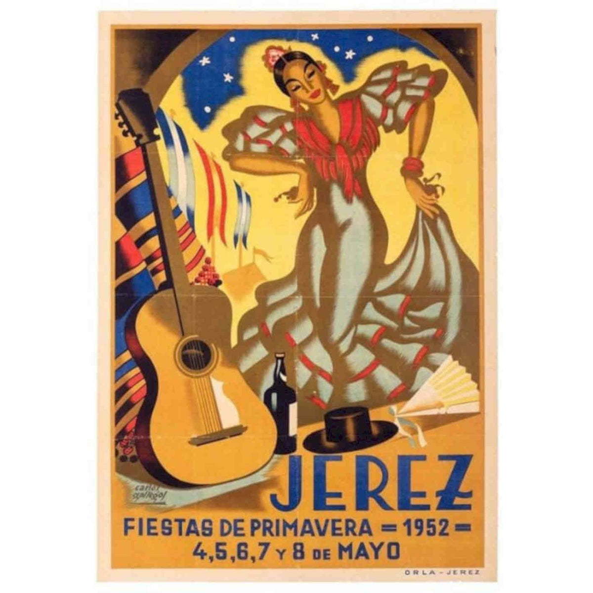 1952 Jerez Spain Fiesta R Vintage Retro Advert Poster A4 Photo Print