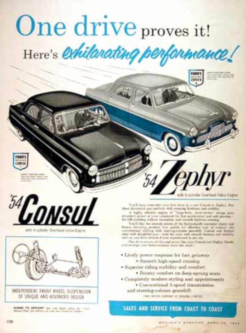 1954 Ford Consul Vintage Retro Advert Ads A4 Photo Print