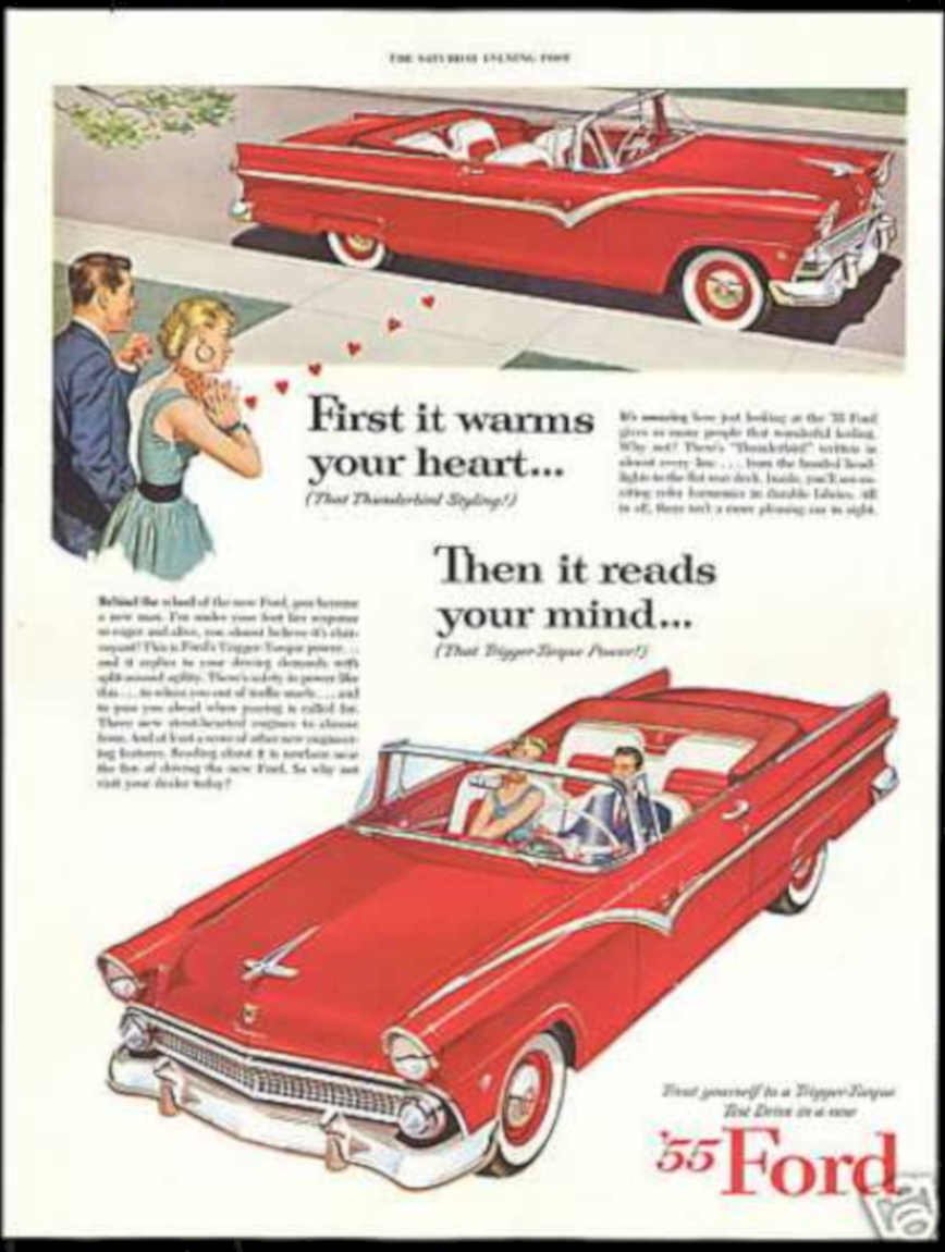 1955 Ford Thunderbird Vintage Retro Advert Ads A4 Photo Print
