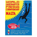 1959 Malta Underwater Fishing Competition Pr Vintage Retro Advert Poster A4 Pho