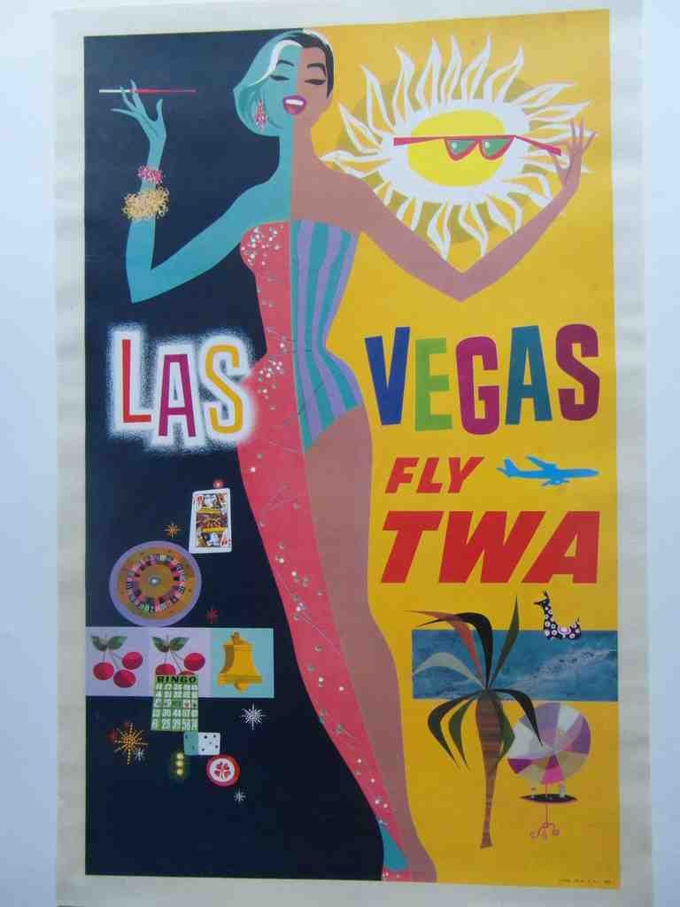 1960S Twa Las Vegas Travel Poster David Klein Vintage Advert A4 Photo Print
