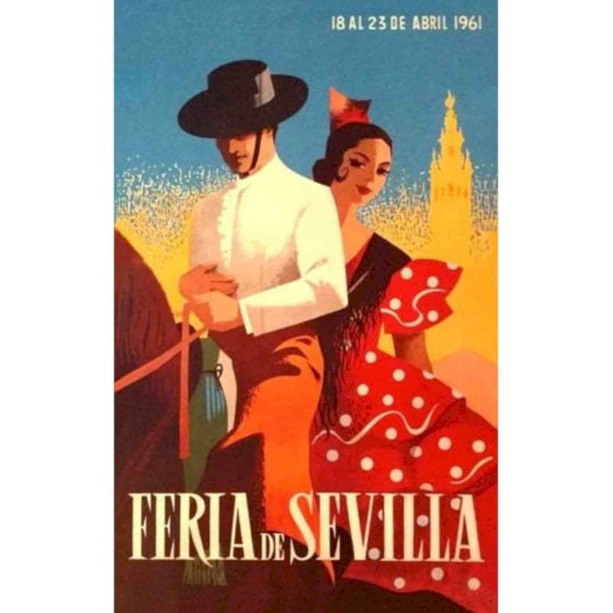 1960s Seville Festival Feria Sevilla Travel To Spain Re Vintage Retro Advert Po
